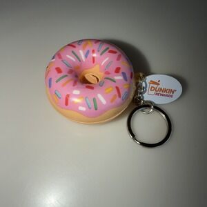 DUNKIN' DONUTS SOFT SQUISHY WINTER KEYCHAIN 2024 Strawberry